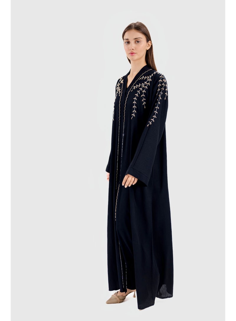 Ophelia LIORA Women’s Luxury Abaya – Elegant Black Open Abaya with Premium Fabric and Embroidery, Modest Islamic Wear for Daily & Occasion Use - Image 2